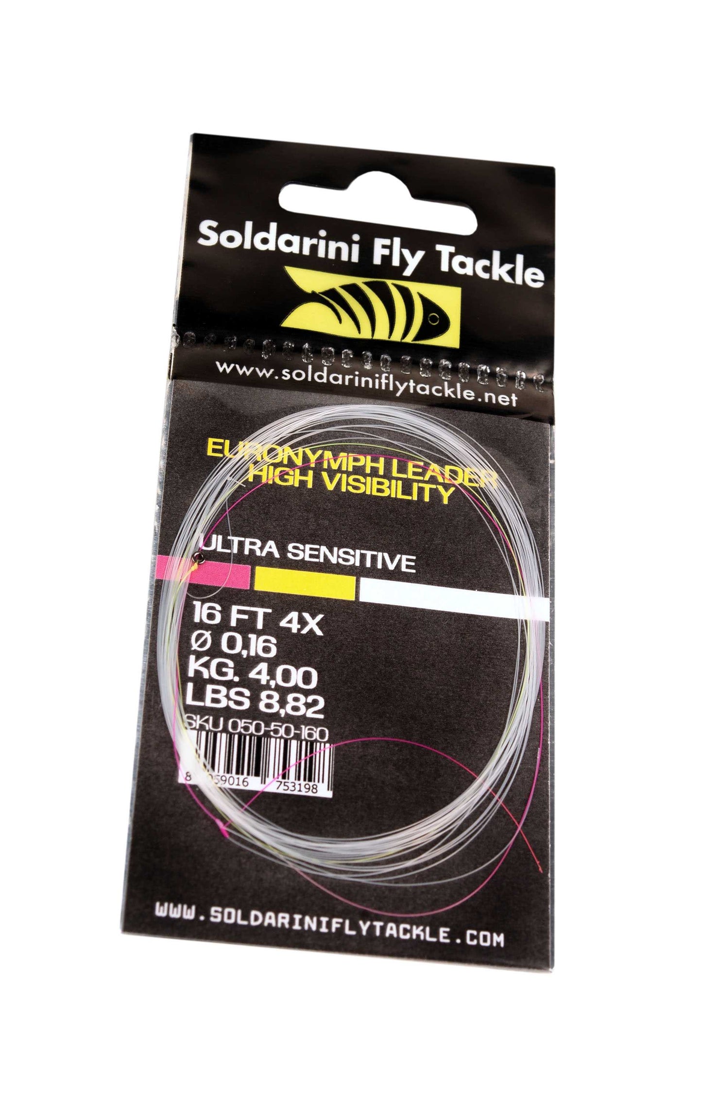 Soldarini Euronymph leader H-V Ultra Sensitive 16ft 4x fluo white
