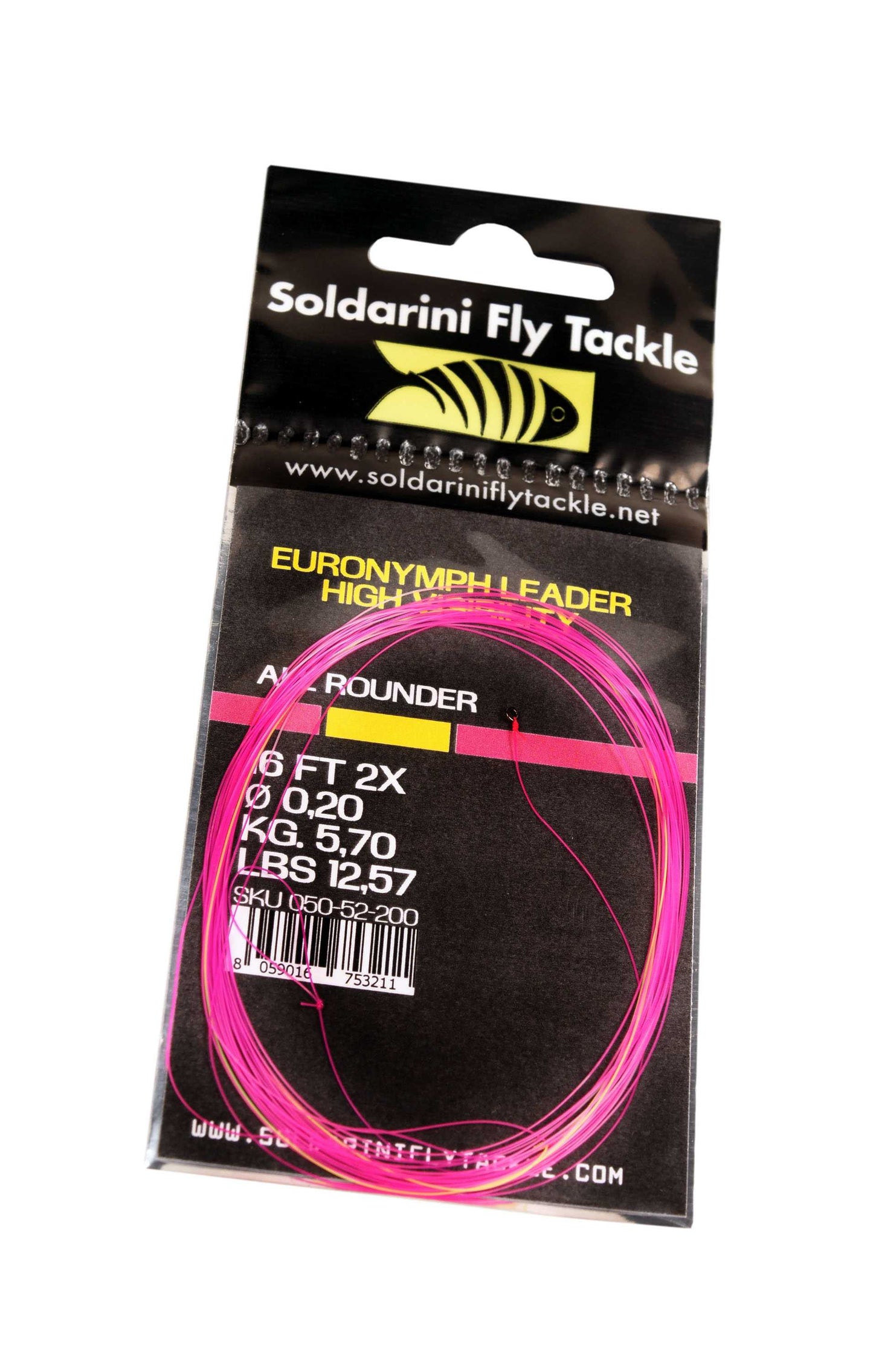 Soldarini Euronymph leader H-V All Rounder 16ft 2x fluo pink