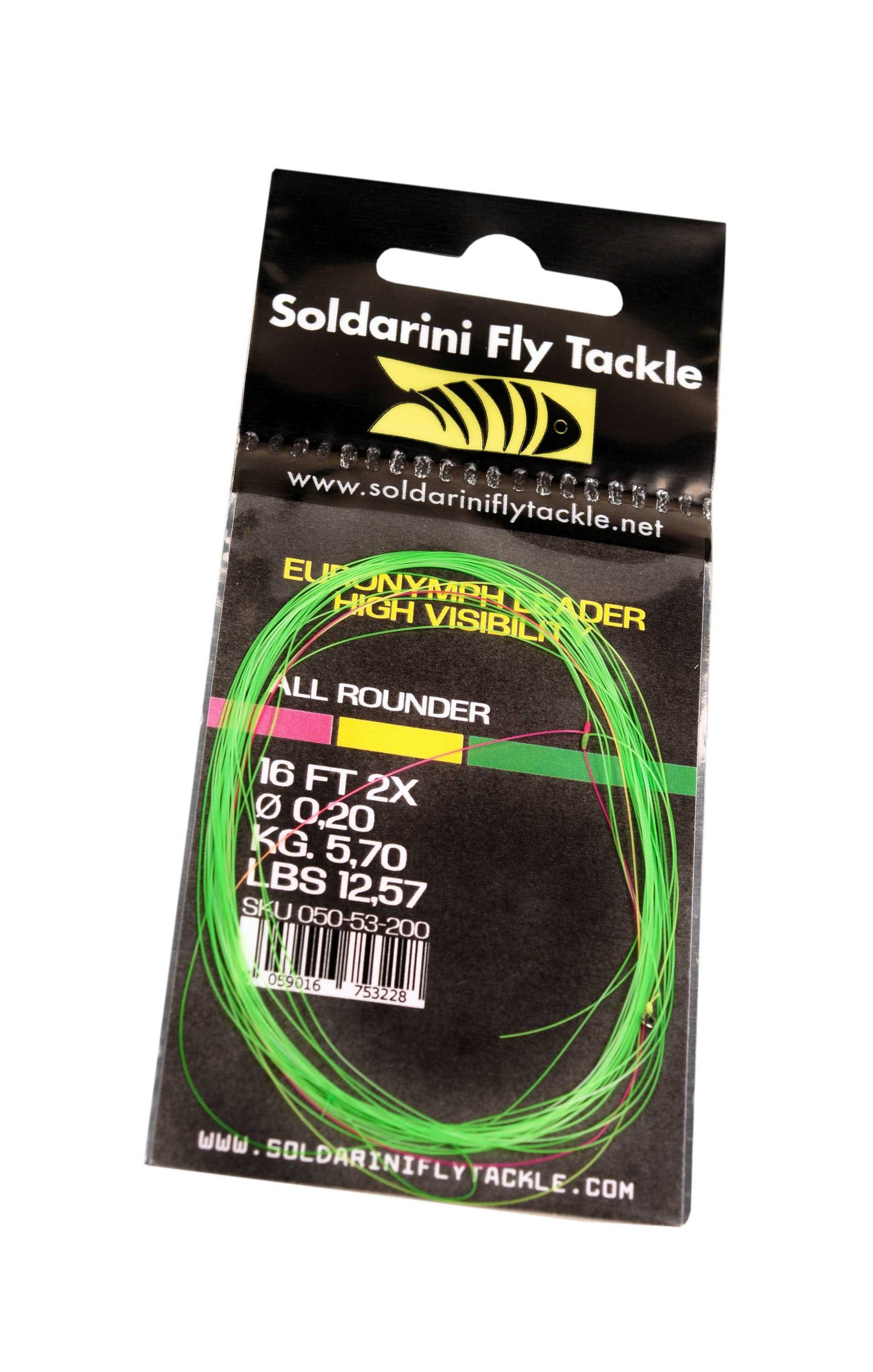 Soldarini Euronymph leader H-V All Rounder 16ft 2x fluo chartreuse