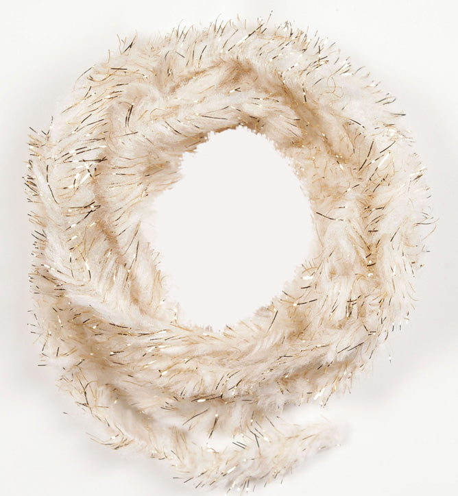 Gold Accent Eggs Chenille 15mm WHITE